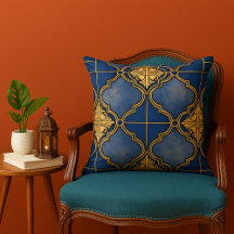 Blue and Gold Ornate Moroccan Tile Pattern