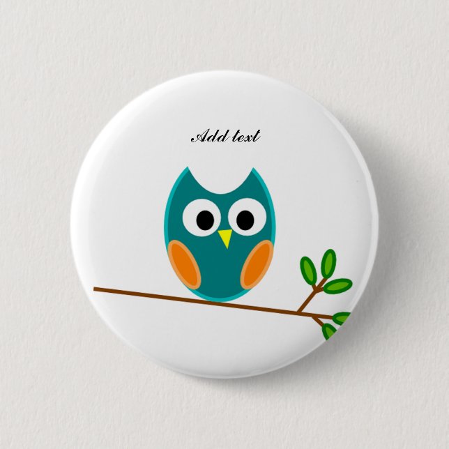 Blue and Gold Owl Template 6 Cm Round Badge (Front)
