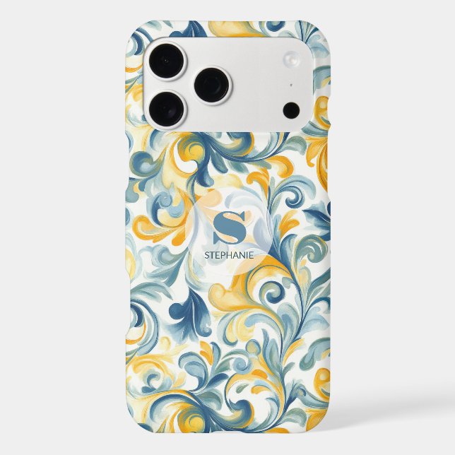 Blue and Gold Paisley Leaf Pattern (Back)