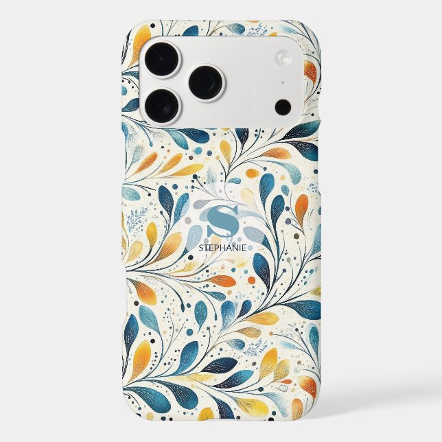 Blue and Gold Paisley Leaf Pattern (2) (Back)