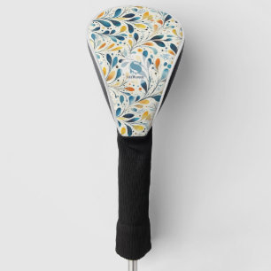 Blue and Gold Paisley Leaf Pattern (2) Golf Head Cover