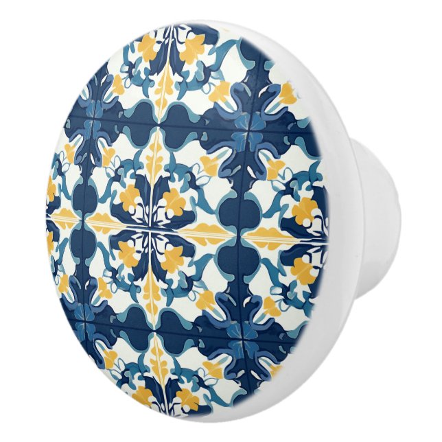 Blue and Gold Pattern  Ceramic Knob (Right)