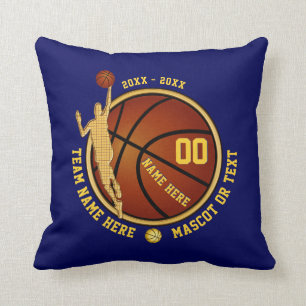 Blue and Gold Personalised Basketball Pillow