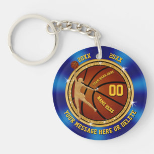 Blue and Gold Personalised Basketball Team Gifts Key Ring