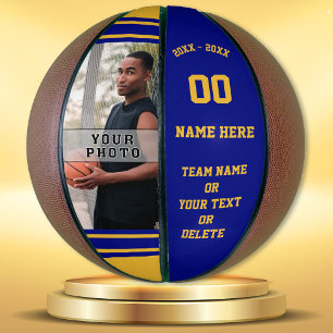 Blue and Gold Personalised Basketball with PHOTO