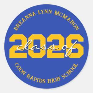 Blue and Gold Personalised Graduation Stickers