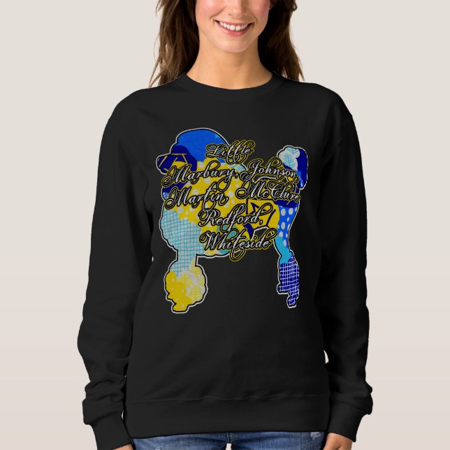 Blue And Gold Retro Poodle Founders Sweatshirt (Front)