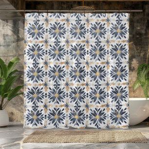 Blue and Gold  Shower Curtain