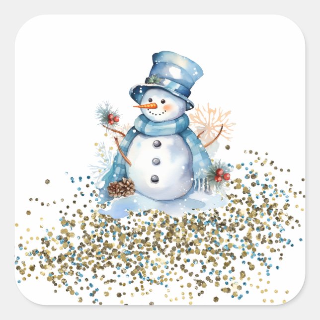 Blue and Gold Snowman Stickers (Front)