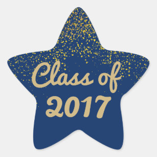 Blue and Gold Sparkle Graduation Star Sticker 2017