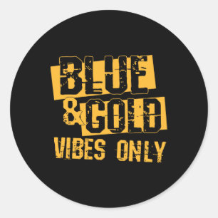 Blue And Gold Spirit Wear For High School Football Classic Round Sticker