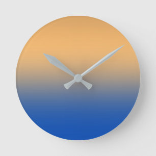 Blue and Gold Square Round Clock