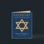 Blue and Gold Star of David Bar Mitzvah Passport Invitation<br><div class="desc">Blue and Gold Star of David Bar Mitzvah Passport. Creative invitation for your Bar Mitzvah or Bat Mitzvah celebration. Fun Passport stamps on the inside and add your favourite photo. If you would like this design but in a different colour scheme or design just email paula@labellarue.com BEFORE YOU CUSTOMIZE OR...</div>