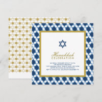 Blue And Gold Star Of David Hanukkah Holiday Party