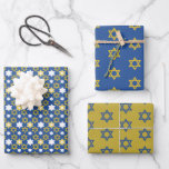 Blue and Gold Star of David Wrapping Paper Sheet<br><div class="desc">A lovely blue and gold set of wrapping paper.  This design features a gold and blue star of David design.  Purchase yours today!  

Artwork created by: AMBillustrations 
http://www.etsy.com/shop/AMBillustrations/</div>
