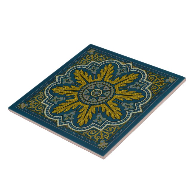 Blue and Gold Star Point Deco Tile (Side)