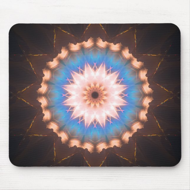 Blue and Gold Star-Shaped Mandala Mouse Pad (Front)