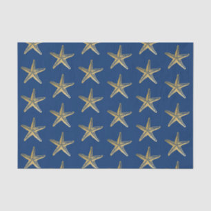 Blue and Gold Starfish Beach Coastal  Tissue Paper