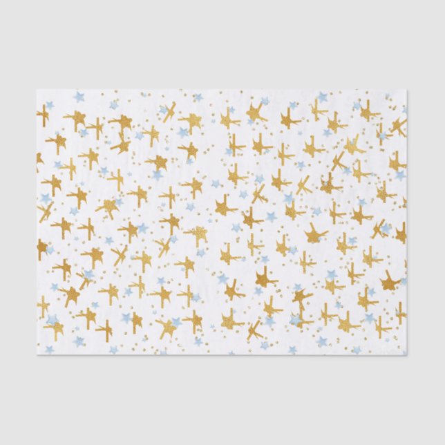 Blue and Gold Stars Confetti Tissue Paper (Front)