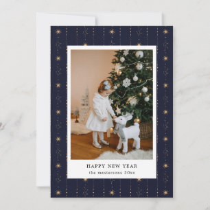 Blue And Gold Stars Wallpaper Photo Holiday Card