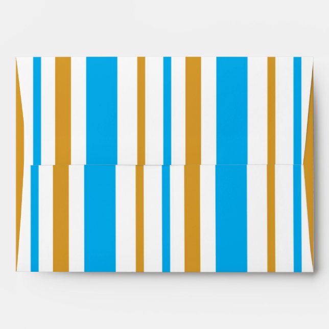 Blue and Gold Striped Party Invitation Envelope (Back (Top Flap))