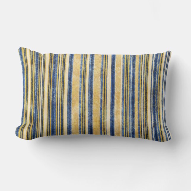 BLUE AND GOLD STRIPED PILLOW (Front)