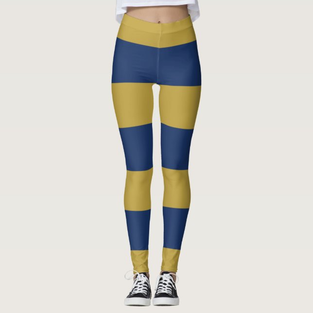 Blue and Gold Stripes Leggings (Front)