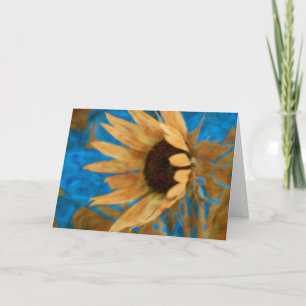 Blue and Gold Sunflower Design Card