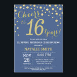 Blue and Gold Surprise 16th Birthday Diamond Invitation<br><div class="desc">Surprise 16th Birthday Invitation with Blue and Gold Glitter Diamond Background. Gold Confetti. Kids Birthday. Teen Teenage Boy or Girl Birthday. For further customisation,  please click the "Customise it" button and use our design tool to modify this template.</div>