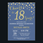 Blue and Gold Surprise 18th Birthday Diamond Invitation<br><div class="desc">Surprise 18th Birthday Invitation with Blue and Gold Glitter Diamond Background. Gold Confetti. Adult Birthday. Male Men or Women Birthday. For further customisation,  please click the "Customise it" button and use our design tool to modify this template.</div>