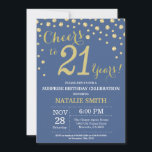Blue and Gold Surprise 21st Birthday Diamond Invitation<br><div class="desc">Surprise 21st Birthday Invitation with Blue and Gold Glitter Diamond Background. Gold Confetti. Adult Birthday. Male Men or Women Birthday. For further customisation,  please click the "Customise it" button and use our design tool to modify this template.</div>