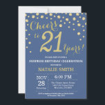 Blue and Gold Surprise 21st Birthday Diamond Invitation<br><div class="desc">Surprise 21st Birthday Invitation with Blue and Gold Glitter Diamond Background. Gold Confetti. Adult Birthday. Male Men or Women Birthday. For further customisation,  please click the "Customise it" button and use our design tool to modify this template.</div>