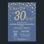Blue and Gold Surprise 30th Birthday Diamond Invitation<br><div class="desc">Surprise 30th Birthday Invitation with Blue and Gold Glitter Diamond Background. Gold Confetti. Adult Birthday. Male Men or Women Birthday. For further customisation,  please click the "Customise it" button and use our design tool to modify this template.</div>