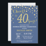 Blue and Gold Surprise 40th Birthday Diamond Invitation<br><div class="desc">Surprise 40th Birthday Invitation with Blue and Gold Glitter Diamond Background. Gold Confetti. Adult Birthday. Male Men or Women Birthday. For further customisation,  please click the "Customise it" button and use our design tool to modify this template.</div>