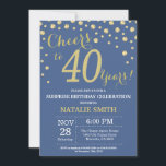 Blue and Gold Surprise 40th Birthday Diamond Invitation<br><div class="desc">Surprise 40th Birthday Invitation with Blue and Gold Glitter Diamond Background. Gold Confetti. Adult Birthday. Male Men or Women Birthday. For further customisation,  please click the "Customise it" button and use our design tool to modify this template.</div>