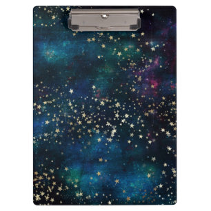Blue and Gold Under the Stars Night Sky Clipboard