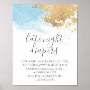 Blue and Gold Watercolor Baby Shower Sign