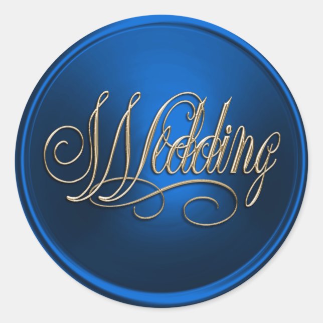 Blue and Gold Wedding Envelope Seal (Front)