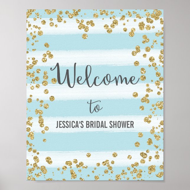 Blue and Gold Welcome Poster Print (Front)