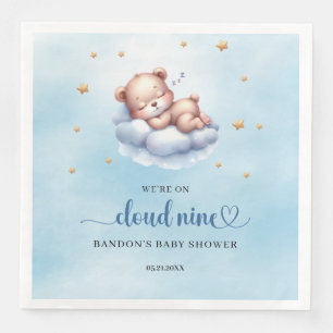 Blue and gold We're on cloud nine teddy bear boy Napkin