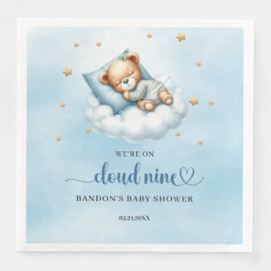 Blue and gold We're on cloud nine teddy bear boy Napkin