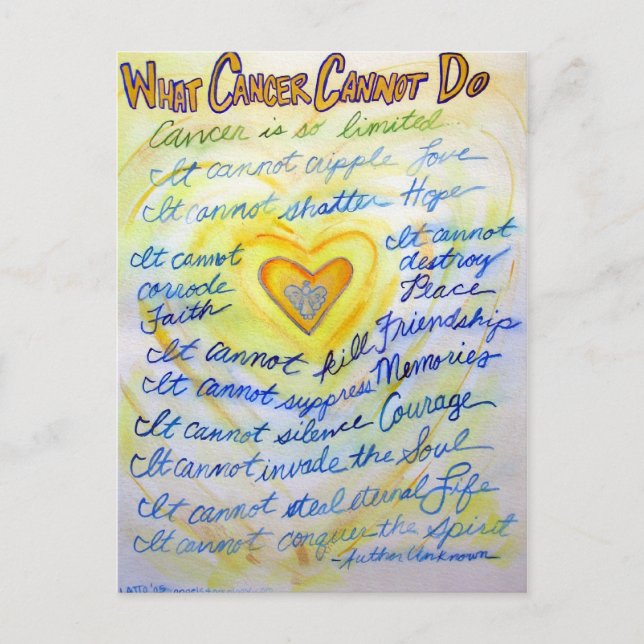 Blue and Gold What Cancer Cannot Do Postcards (Front)
