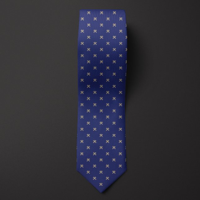 Blue and Gold Wrench Pattern Tie (Creator Uploaded)