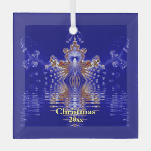 Blue and Gold Xmas Ornament Custom Year