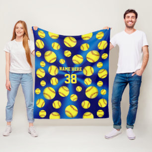 Blue and Gold Yellow Personalised Softball Blanket