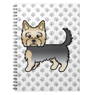 Blue And Gold Yorkshire Terrier Cartoon Dog & Paws Notebook
