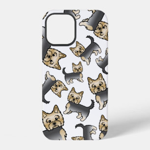 Blue And Gold Yorkshire Terrier Dog Pattern iPhone 12 Case