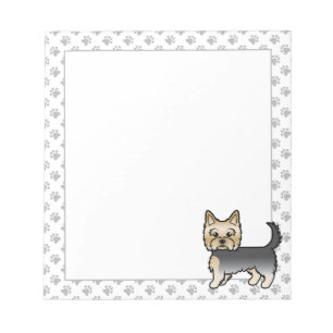 Blue And Gold Yorkshire Terrier Yorkie Cartoon Dog Notepad