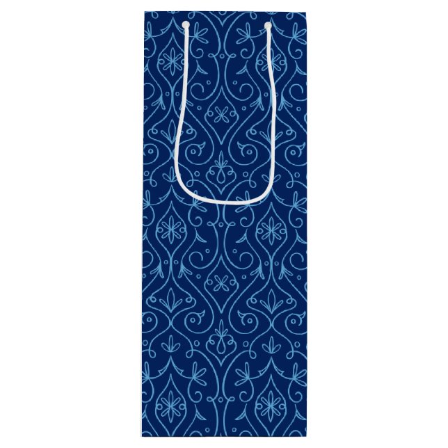 Blue and Golden Decorative Hanukkah Wine Gift Bag (Front)