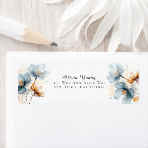 Blue and Golden Ethereal Floral Address Return Address Label